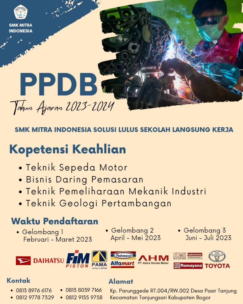 PPDB SMK Mitra Indonesia TP. 2023/2024 | Teknik Pemeliharaan Mekanik Industri